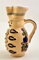 Jelzett Miksa kancsó, kézzel festett mázas kerámia, apró máz hibával, m: 23 cm