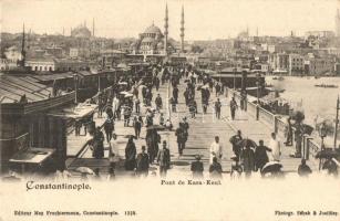 Constantinople, Istanbul; Pont de Kara-Keui / Galata bridge, vendors. Max Fruchtermann No. 1228. Photogr. Sébah & Joaillier