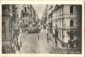 Constantinople, Istanbul; Istiklal Caddesi (Péra) / Istiklal Avenue with trams - from postcard booklet (EK)