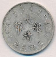 Kína ~1911. 1$ Ag Sárkány (26,9g) T:2- China ~1911. 1 Dollar Ag Dragon (26,9g) C:VF