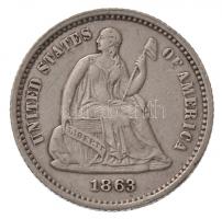 Amerikai Egyesült Államok 1863. 1/2d Ag Ülő Szabadság (1,24g) T:2,2- USA 1863. 1/2 Dime Ag Seated Liberty (1,24g) C:XF,VF Krause KM#91