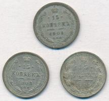 Orosz Birodalom 1908-1915. 15k Ag (3x) T:2,2-
Russian Empire 1908-1915. 15 Kopeks Ag (3x) C:XF,VF
