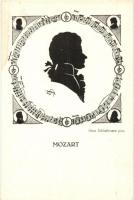 Mozart silhouette. Postkartenverlag Brüder Kohn Wien Serie 108/2. s: Hans Schliessmann