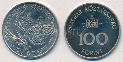 1981. 100Ft Ni "FAO I. - Világélelmezési nap" + 1990. 100Ft Cu-Ni "S.O.S. Gyermekfalu...