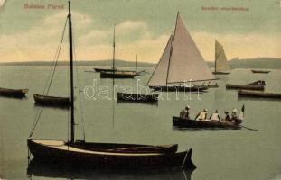 1909 Balatonfüred, Balaton vitorlásokkal, csónakok (apró szakadás / tiny tear)