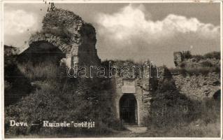 1938 Déva, várrom / Ruinele cetatii / castle ruins. Photo Corso