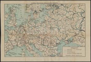 cca 1917 Európa törzsének közlekedési térképe, 24x35 cm