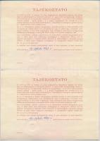 1991. Kárpótlási jegyről szóló utalvány 10.000Ft-os névértékben (3x) sorszámkövetők, "U" s...