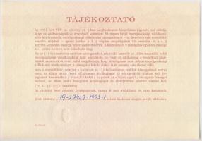 1991. Kárpótlási jegyről szóló utalvány 10.000Ft-os névértékben (3x) sorszámkövetők, "U" s...