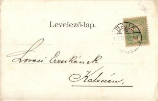 1902 Baja, Bódog tér, Tóth Kálmán szobor, kút. Kiadja Kazal J. (EK)