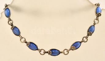 Ezüst(Ag) karkötő, kék kövekkel, jelzett, h: 17 cm, bruttó: 6,6 g