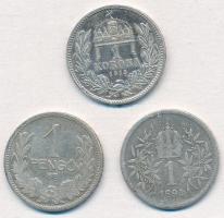 1915KB 1K Ag "Ferenc József" + 1927. 1P Ag + Ausztria 1894. 1K Ag "Ferenc József&quot...