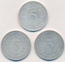NSZK 1951F 5M Ag + 1951J 5M Ag + 1972F 5M Ag T:2,2-
FRG 1951F 5 Mark Ag + 1951J 5 Mark Ag + 1972F 5...