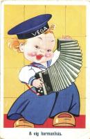Vega a víg harmonikás / Italian art postcard, mariner boy. Amag No. 0510. (EK)