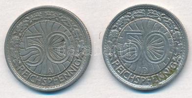 Németország / Weimar Köztársaság 1928D 50pf Ni + Német Harmadik Birodalom 1937A 50pf Ni T:2
Germany...