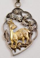 Ezüst (Ag.) nyaklánc aranyozott szarvasos medállal,  jelzett, nettó: 15 g