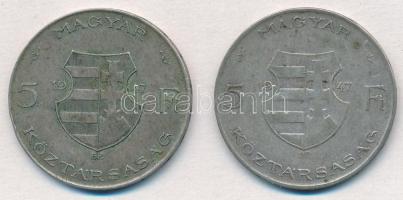 1947. 5Ft Ag "Kossuth" (2x) T:2-,3