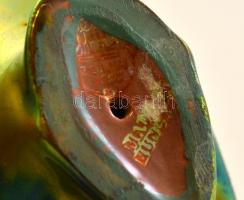 Zsolnay eozin mázas galamb, jelzett, hibátlan, 10×11 cm