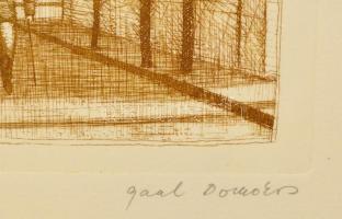 Gaál Domonkos (1940-2009): Mátyás templom Rézkarc, papír, jelzett,  sorszámozott 42/120 29x20 cm üve...