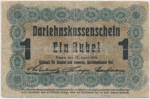 Litvánia / I. Világháború / Német megszállás / Darlehnskasse Ost, Posen 1916. 1R T:III-,IV Lithuania / World War I / German occupation / Darlehnskasse Ost, Posen 1916. 1 Ruble C:VG,G