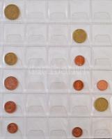 102db-os vegyes Euro érme gyűjtemény albumban, közte Ausztria, Belgium, Franciaország, Görögország, ...