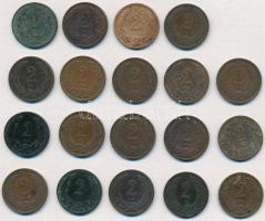 1893-1915. 2f Cu-Zn (19xklf), közte 1903. 2f aranyozva T:2--3