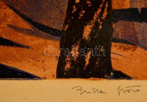 Zsille Győző (1925-): Koratavasz. Szines linó, papír, jelzett, 24×34 cm