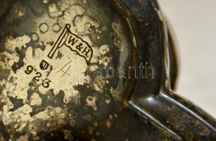 Ezüstözött alpakka olaj-ecet tartó (négyes, kanállal), jelzett (W&H), hibátlan, m: 22 cm