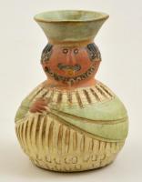Kiss Roóz Ilona (1920-2010): Figurális váza, festett mázas kerámia, jelzett, apró kopásokkal, m: 13,5 cm