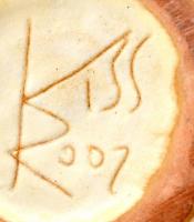 Kiss Roóz Ilona (1920-2010): Figurális váza, festett mázas kerámia, jelzett, apró kopásokkal, m: 13,...