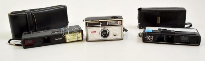 3 db pocket és instamatic fényképezőgép: Kodak Tele-Instamatic 430 és Instamatic 104 és Berkey Keystone 310, jó állapotban, 2 db eredeti tokban