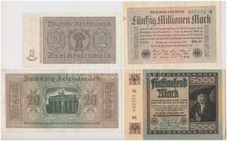 Németország / Weimari Köztársaság / Német Harmadik Birodalom 9db-os bankjegy tétel, közte 1920. 2M (3x) sorszámkövetők T:III Germany / Weimar Republic / German Third Reich 9pcs of various banknotes, including 1920. 2 Mark (3x) sequential serials C:F