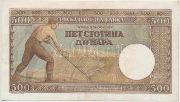 Szerbia / Német megszállás 1942. 500D T:II-,III szép papír Serbia / German occupation 1942. 500 Dina...