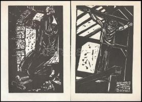 Váci András (1928-1989): Illusztrációk. 6 db linómetszet, papír, jelzés nélkül, 15,5×10 cm