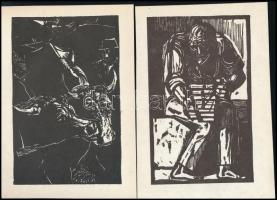 Váci András (1928-1989): Illusztrációk. 6 db linómetszet, papír, jelzés nélkül, 15,5×10 cm