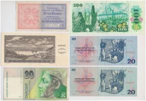 1940-2004. 6db-os vegyes csehszlovák és szlovák bankjegy tétel, közte egy Német Harmadik Birodalom /...