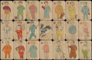 cca 1930 Demes gyerekruha reklámos kártyajáték, hiányos, 21 db