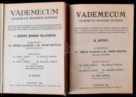Vademecum. I-II. kötet. Szerk.: Dr. Dénes Aladár, és Dr. Vészi Mátyás. Jogi Zsebkönyvek Gyűjteménye....