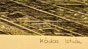Kádas István (1941- ): Budapest Hősök tere, rézkarc, papír, jelzett, 29,5×38,5 cm