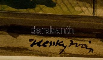 Hessky Iván (1890-1950): Tata I. világháborús emlékmű. Akvarell, papír, jelzett, paszpartuban, 27×38...