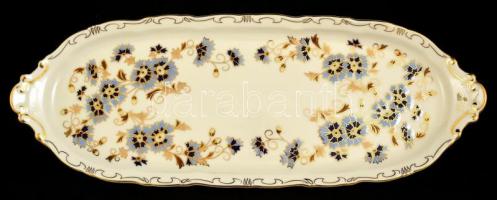 Zsolnay kék búzavirág mintás süteményes készlet, kézzel festett, hibátlan, jelzett, összesen 7db /Ca...