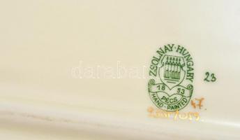 Zsolnay kék búzavirág mintás süteményes készlet, kézzel festett, hibátlan, jelzett, összesen 7db /Ca...