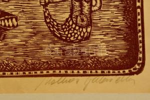 Molnár Gabriella(1940-): Szigetváros. Szitanyomat, papír, jelzett, paszpartuban, 37×40 cm