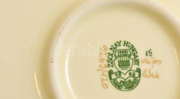 Zsolnay virágmintás porcelán tál, kézzel festett, jelzett, hibátlan, d: 30 cm