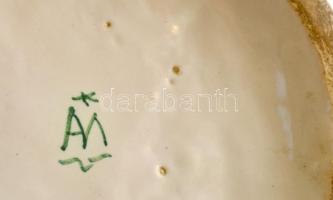 XIX. sz: Olasz füles díszváza, kézzel festett mázas cserép, jelzett, apró lepattanásokkal, / 19th ce...