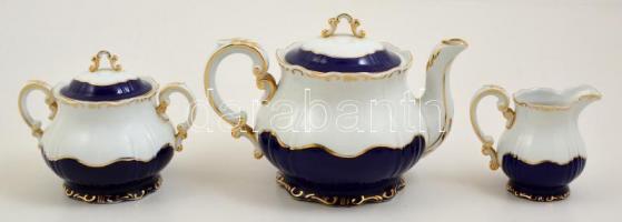 Zsolnay Pompadour teás készlet. Hiányos. Kézzel festett, jelzett, kissé foltos