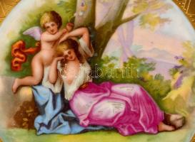 Victoria Austria mitológiai jelenetes falitál, matricás, jelzett, kopott aranyozással, d: 30 cm