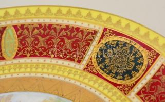 Victoria Austria mitológiai jelenetes falitál, matricás, jelzett, kopott aranyozással, d: 30 cm