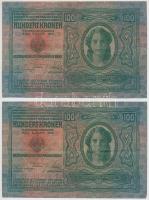 1912. 100K (3x) közte 2db sorszámkövető T:III