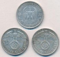 Német Harmadik Birodalom 1935A 5M Ag "Náci hatalom első évfordulója" + 1936A-1938A 5M Ag &...